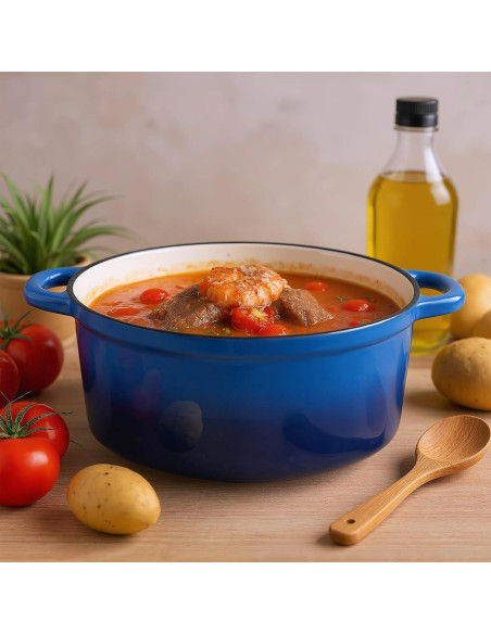 Olla Holandesa de Hierro Fundido Kerilyn 6 Qt Esmaltada Azul