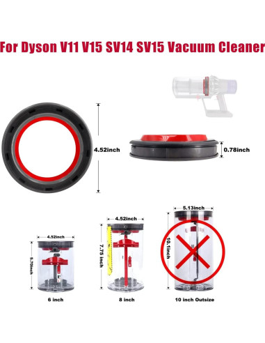 Anillo de Sellado Fijo Superior Chuancheng para Dyson V11 SV14 SV15