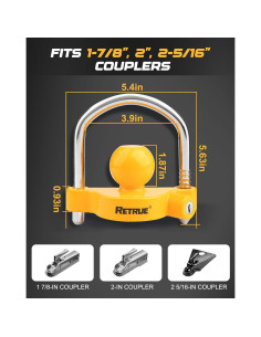 Cerradura Universal para Acoplador de Remolque RETRUE RTL002 Amarillo 2