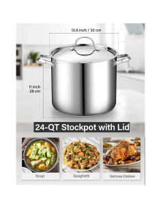 Olla de Acero Inoxidable Cooks Standard 24 Cuartos con Tapa 2