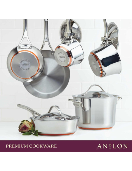 Conjunto de Sartenes Anolon Nouvelle Acero Inoxidable 20 y 24 cm