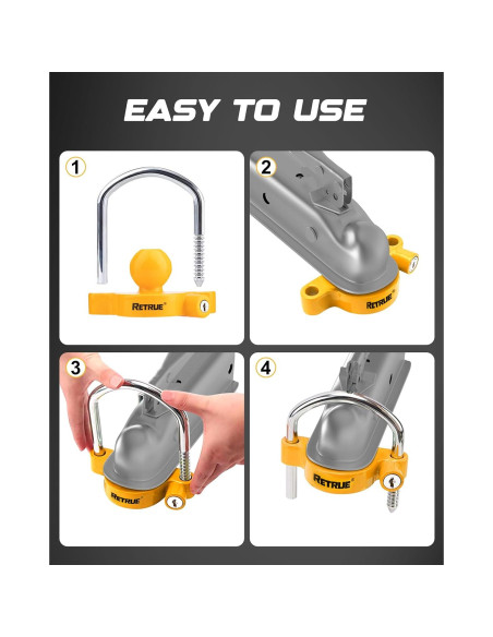 Cerradura Universal para Acoplador de Remolque RETRUE RTL002 Amarillo