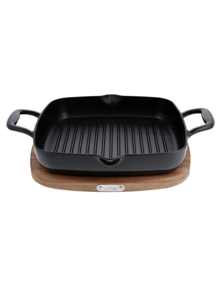 Sartén Cuadrada de Hierro Fundido All-Clad 28 cm con Trivet