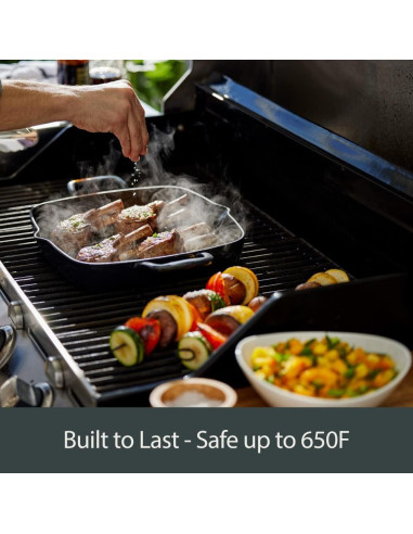 Sartén Cuadrada de Hierro Fundido All-Clad 28 cm con Trivet