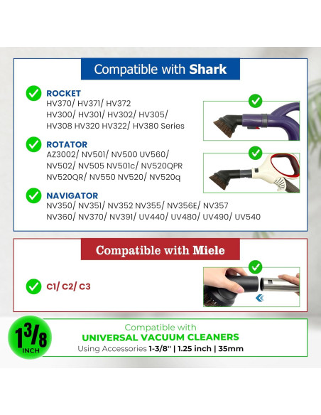 Juego de 2 Cepillos de Aspiradora GHAMADE 35mm para Shark y Miele