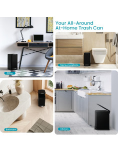 Cubo de Basura Slim Home Zone Living 15.14L Acero Inoxidable Negro Mate 2