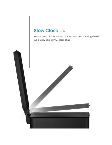 Cubo de Basura Slim Home Zone Living 15.14L Acero Inoxidable Negro Mate