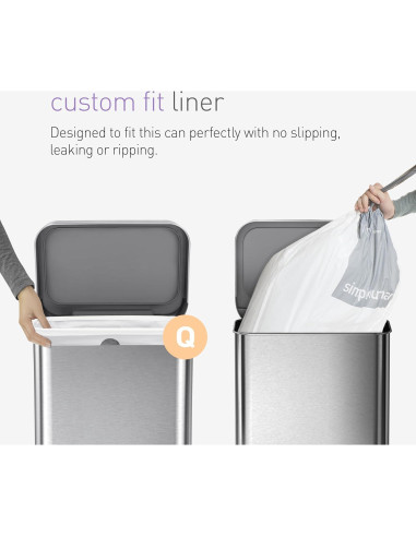 Forros de Basura Ajustados simplehuman Código Q 65L 200 Contador