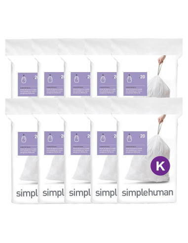 Forros de Basura Ajustados simplehuman 200 Unidades 45L Blanco