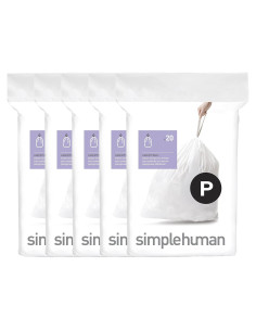 Forros de Basura Ajustados simplehuman Código P 100 Contar 60L
