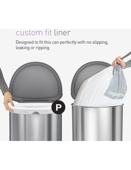 Forros de Basura Ajustados simplehuman Código P 100 Contar 60L