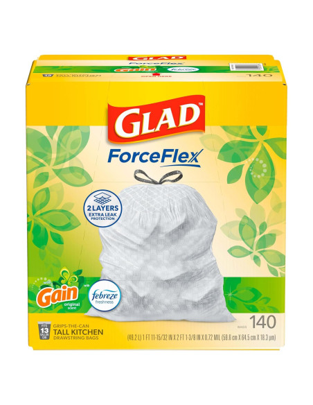 Bolsas de Basura Altas Glad ForceFlex 49.2L Aroma Gain 140 Unidades