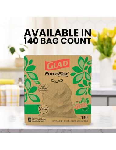 Bolsas de Basura Altas Glad ForceFlex 49.2L Aroma Gain 140 Unidades