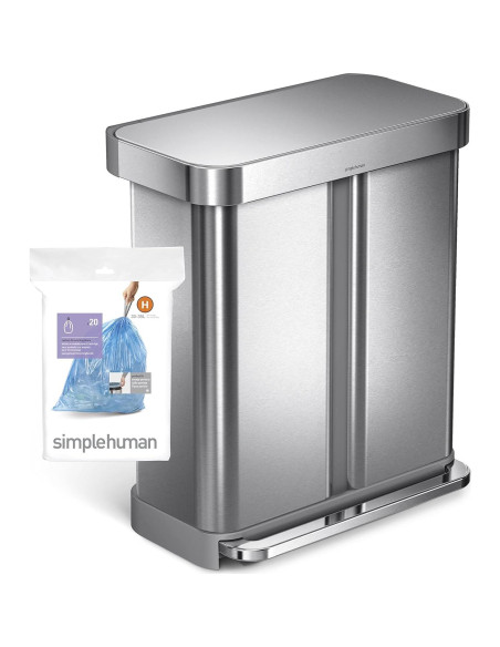 Bolsas de Basura simplehuman Código H 60 Unidades 30-35L Azul