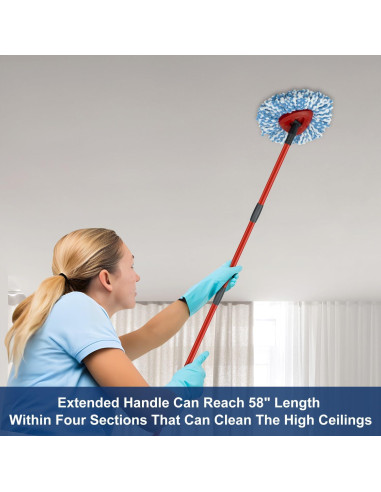 Mango de Mop de Giro Oceda 4 Secciones Ajustable 76-147 cm