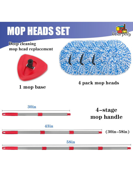 Juego de 4 Cabezas de Reemplazo para Mopa Giratoria kCarpoly