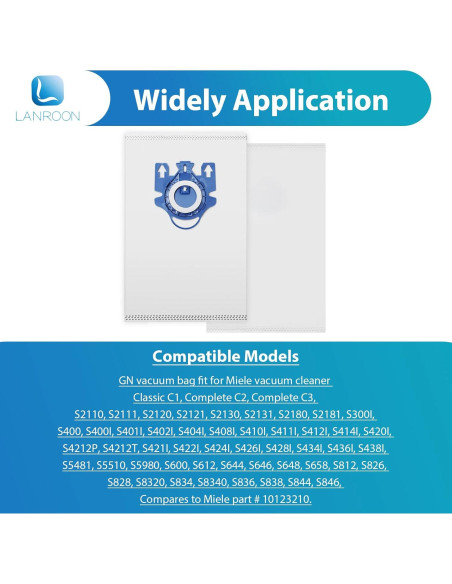 Paquete de 24 Bolsas GN LANROON para Aspiradoras Miele