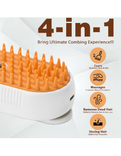 Cepillo de Vapor 4 en 1 Aornmrs para Gatos y Perros Blanco 2