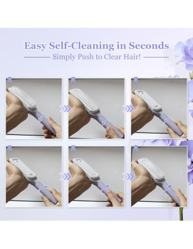 Cepillo de Cabello Autolimpiante Antiestático Genérico 24.89cm