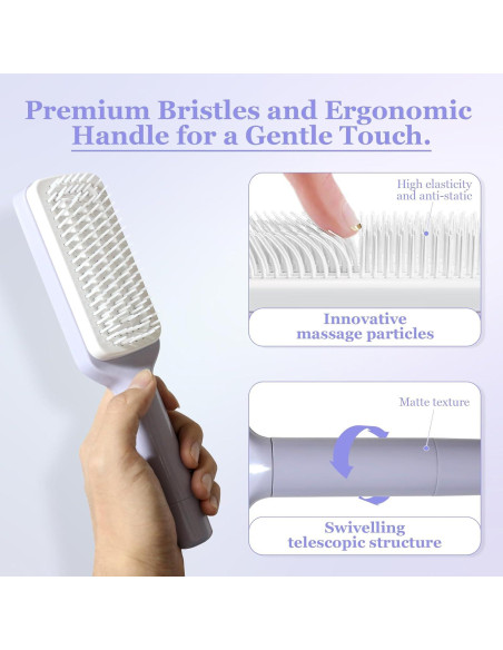 Cepillo de Cabello Autolimpiante Antiestático Genérico 24.89cm