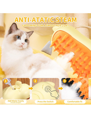 Cepillo Deshedding Autolimpiante Anowbo 3 en 1 para Gatos y Perros