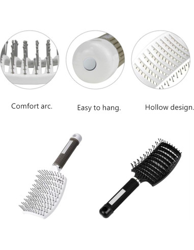 Cepillo de Pelo Curvado AISIBO 26cm 2PCS Anti Frizz Negro/Blanco