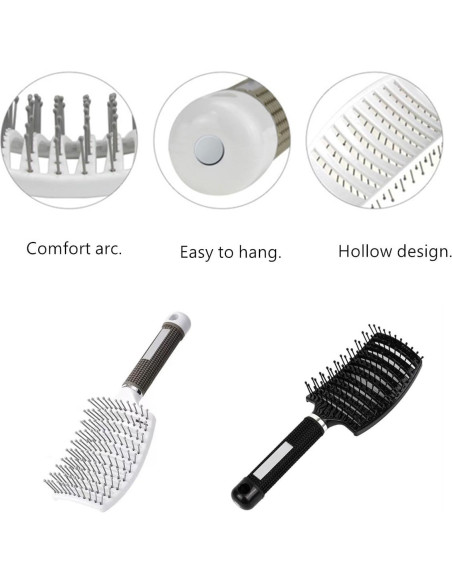 Cepillo de Pelo Curvado AISIBO 26cm 2PCS Anti Frizz Negro/Blanco