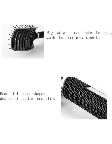 Cepillo de Pelo Curvado AISIBO 26cm 2PCS Anti Frizz Negro/Blanco