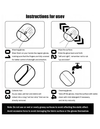 Guantes de Aseo Electroestáticos CZMYCBG para Mascotas - Negro