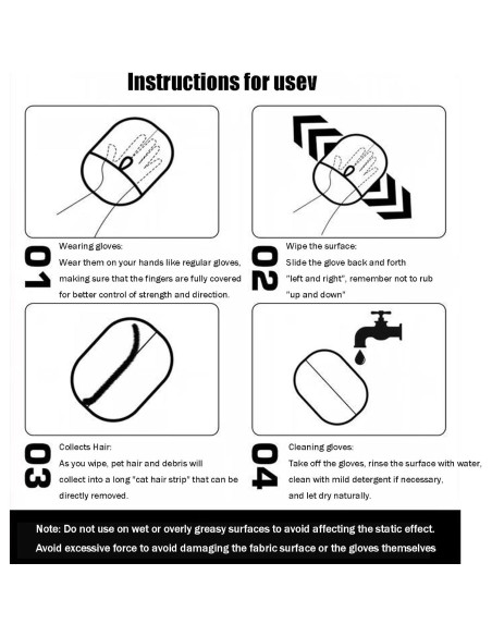 Guantes de Aseo Electroestáticos CZMYCBG para Mascotas - Negro