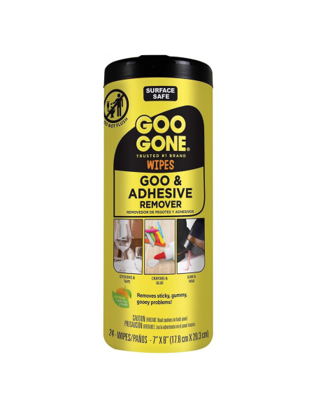 Toallitas de Limpieza Goo Gone - 24 Unidades Eliminador de Adhesivos