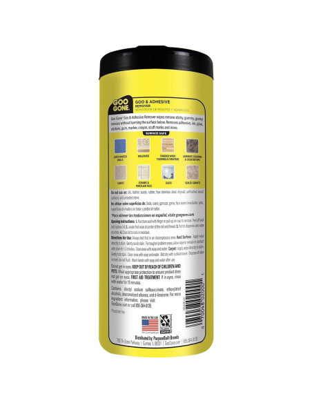 Toallitas de Limpieza Goo Gone - 24 Unidades Eliminador de Adhesivos