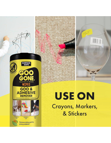 Toallitas de Limpieza Goo Gone - 24 Unidades Eliminador de Adhesivos