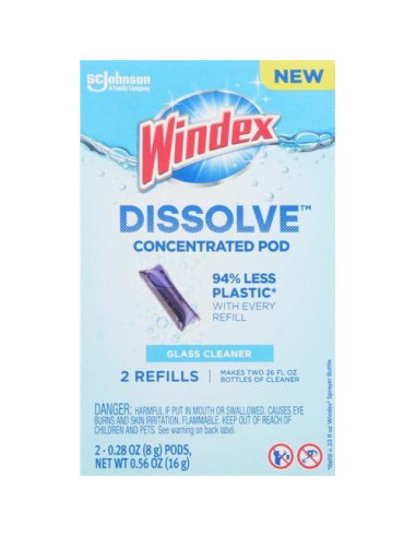 Windex Dissolve Recarga 2 Cápsulas Limpiador Vidrios 768ml