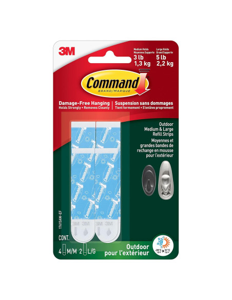 Tiras de Recarga para Exterior Command 17615AW, 4 Piezas, Blanco