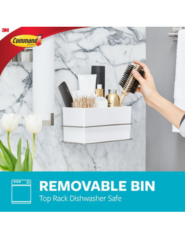 Organizador de Pared Command para Baño con Tiras Resistentes al Agua