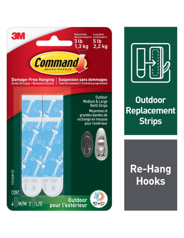 Tiras de Recarga para Exterior Command 17615AW, 4 Piezas, Blanco