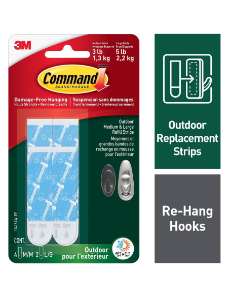 Tiras de Recarga para Exterior Command 17615AW, 4 Piezas, Blanco