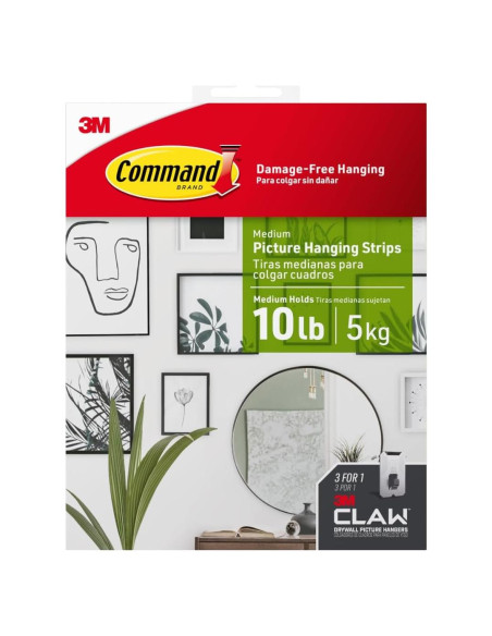 Kit Colgadores Imágenes 3M CLAW y Tiras Command, 20.4 kg