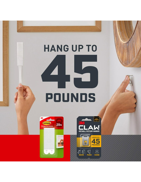 Kit Colgadores Imágenes 3M CLAW y Tiras Command, 20.4 kg