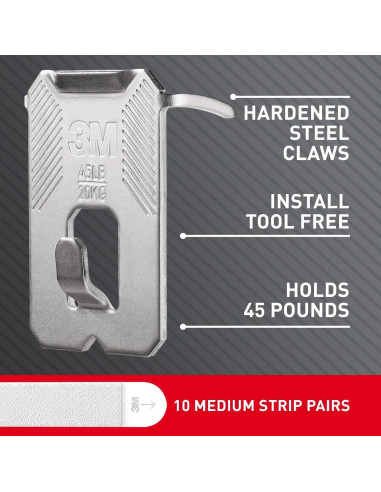 Kit Colgadores Imágenes 3M CLAW y Tiras Command, 20.4 kg