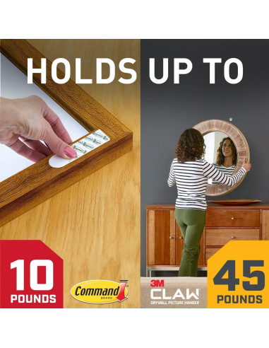 Kit Colgadores Imágenes 3M CLAW y Tiras Command, 20.4 kg