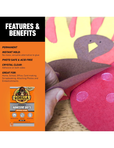 Puntos Adhesivos Doble Cara Gorilla, 1.27 cm, 150 Piezas
