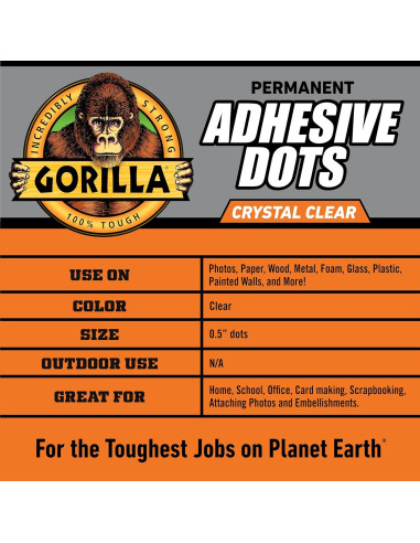 Puntos Adhesivos Doble Cara Gorilla, 1.27 cm, 150 Piezas