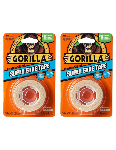 Cinta de Super Pegamento Gorilla Doble Cara 1.6cm x 6m (Paquete de 2)