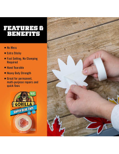 Cinta de Super Pegamento Gorilla Doble Cara 1.6cm x 6m (Paquete de 2) 2