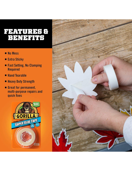 Cinta de Super Pegamento Gorilla Doble Cara 1.6cm x 6m (Paquete de 2)