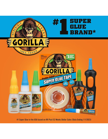 Cinta de Super Pegamento Gorilla Doble Cara 1.6cm x 6m (Paquete de 2)
