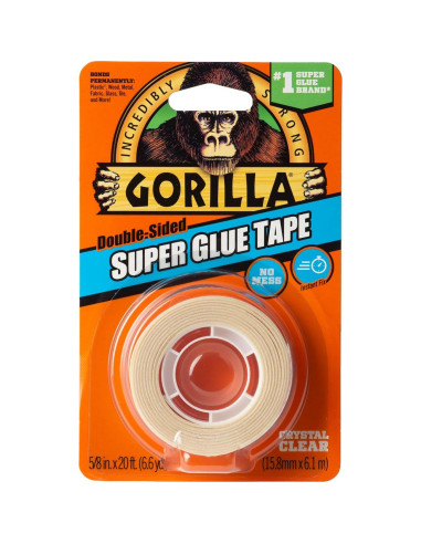 Cinta de Super Pegamento Gorilla Doble Cara 1.6cm x 6m (Paquete de 2)