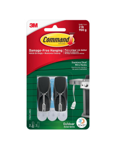 Ganchos de Palanca Negra Mediana Command para Exteriores - 2 Piezas